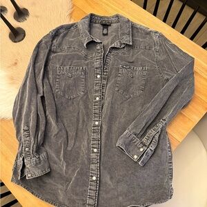 Women’s Gray Denim Button Up